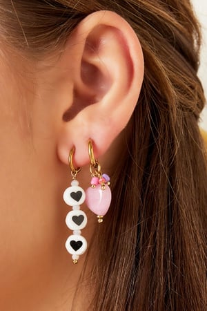 Hängende Herzohrringe Rosè & Goldfarbe Edelstahl h5 Bild4